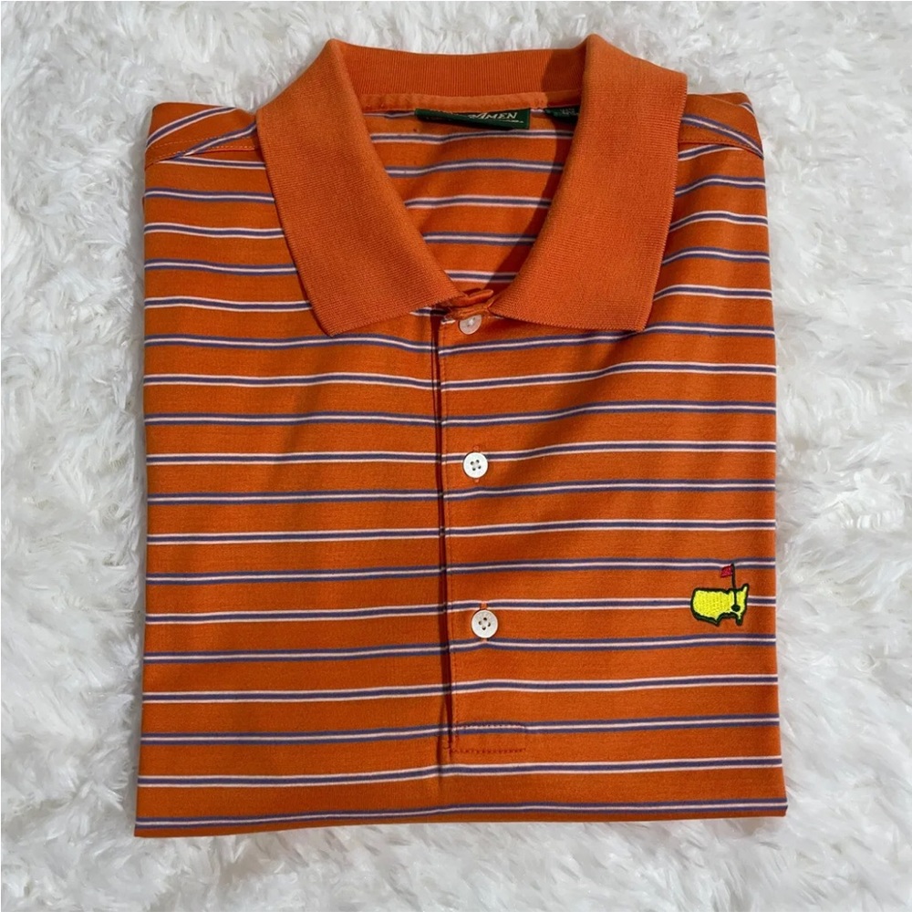 Amen Corner Polo Shirt Mens Extra Large Master Orange Stripe Short  Sleeve